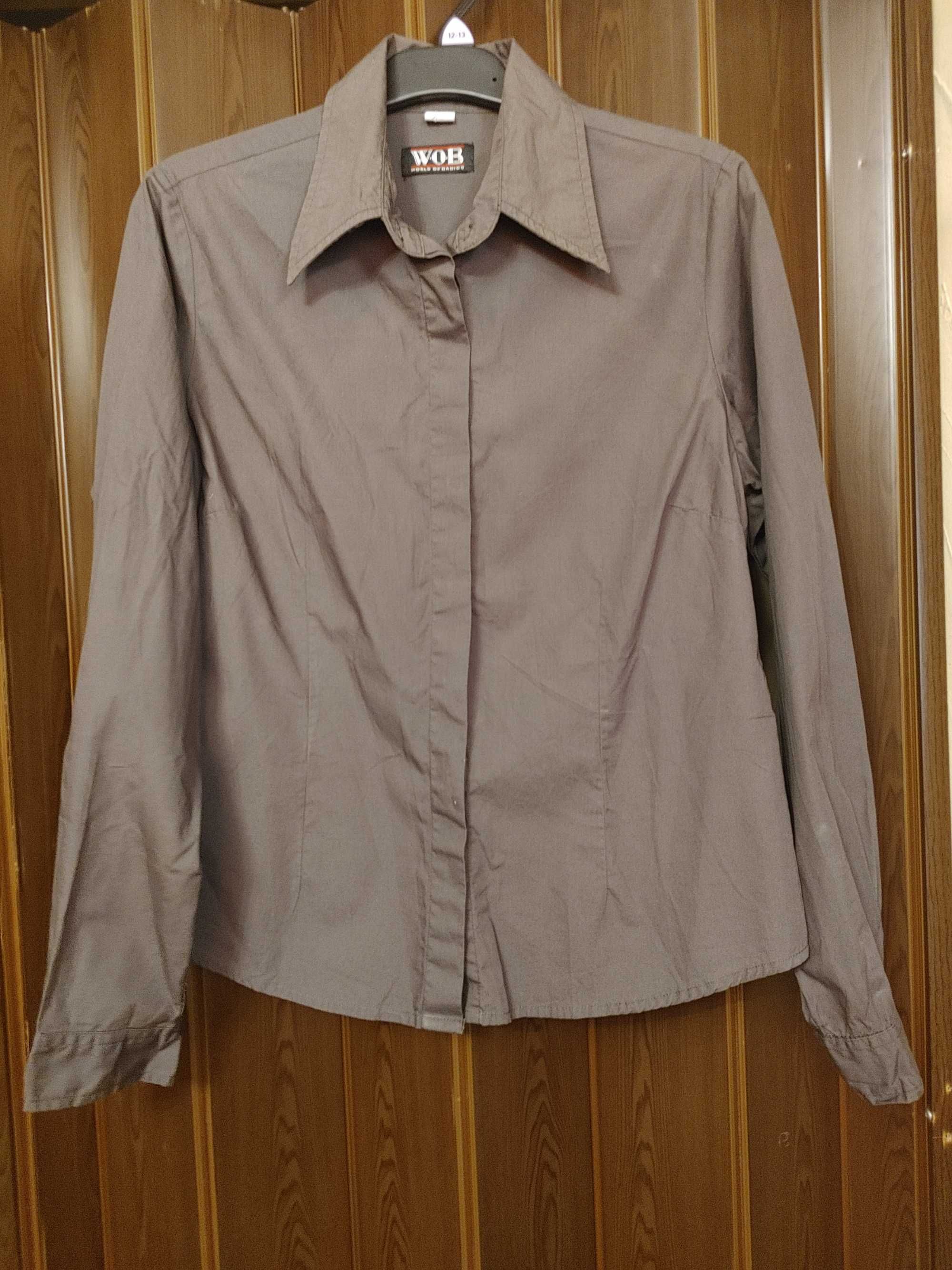 Koszula damska elegancka szara/khaki 38 piękna World of Basics