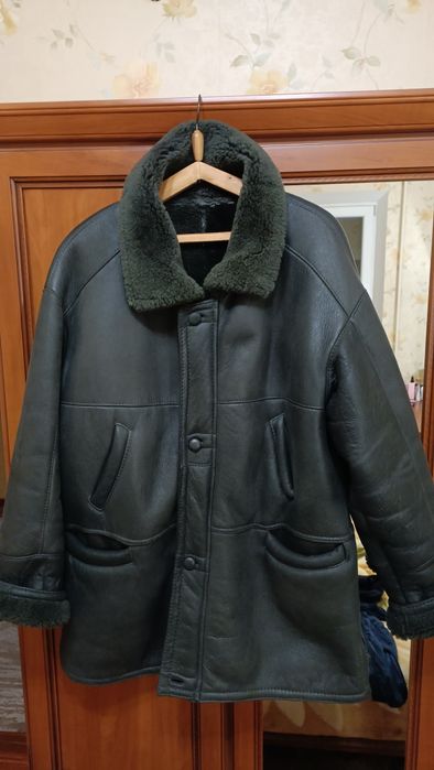 Чоловіча зимова дублянка з натуральної шкіри, розмір 60