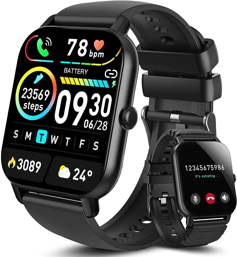 Smartwatch czarny 2 paski aptkdoe p66 fitness watch 1,85 cala