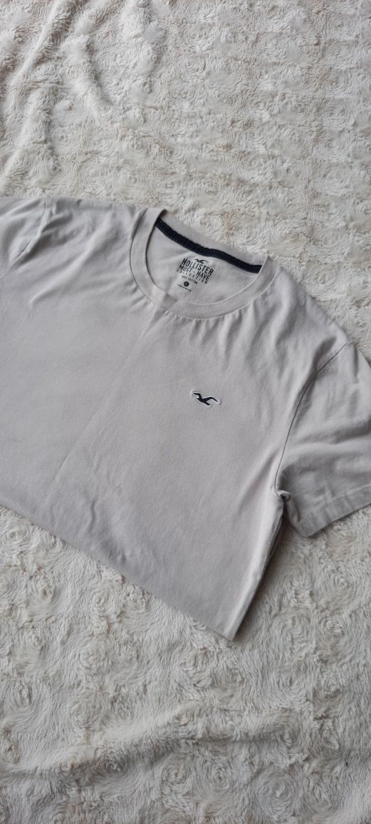 Nowy bez metek męski beżowy T-shirt koszulka Hollister rozmiar S