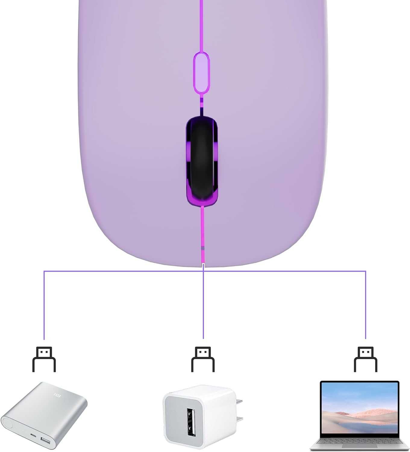 Mysz bezprzewodowa z podświetleniem z mini odbiornikiem USB 2,4GHz GRY