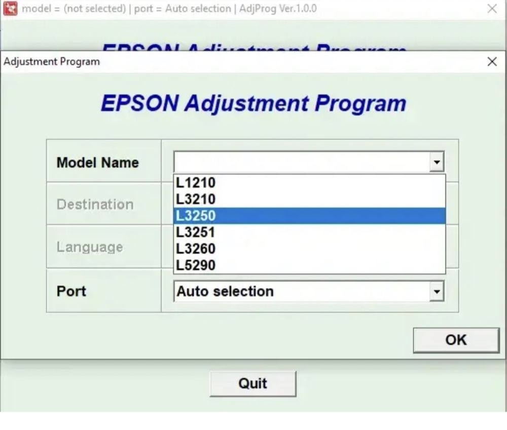 Програма Epson Adjustment Program