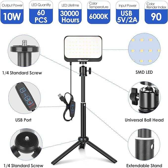 Lampa LED ze statywem kolorowe Filtry transmisji Vlogowania regulacja