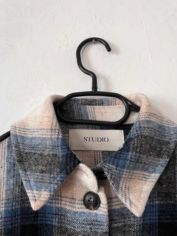 Kurtka koszulowa w kratę wełna Studio Only xs/s boxy fit wool jacket