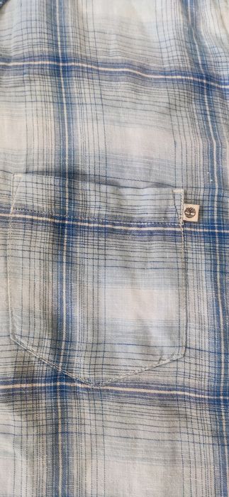 Modna koszula długi rękaw w kratę Timberland M 65% len 35% bawełna