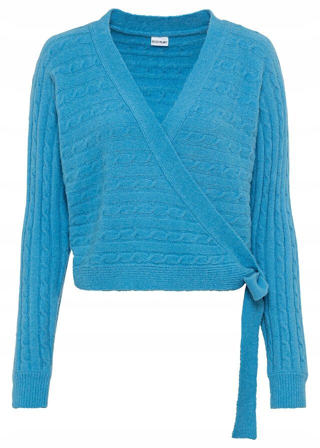 B.P.C niebieski krótki kopertowy sweter ^48/50