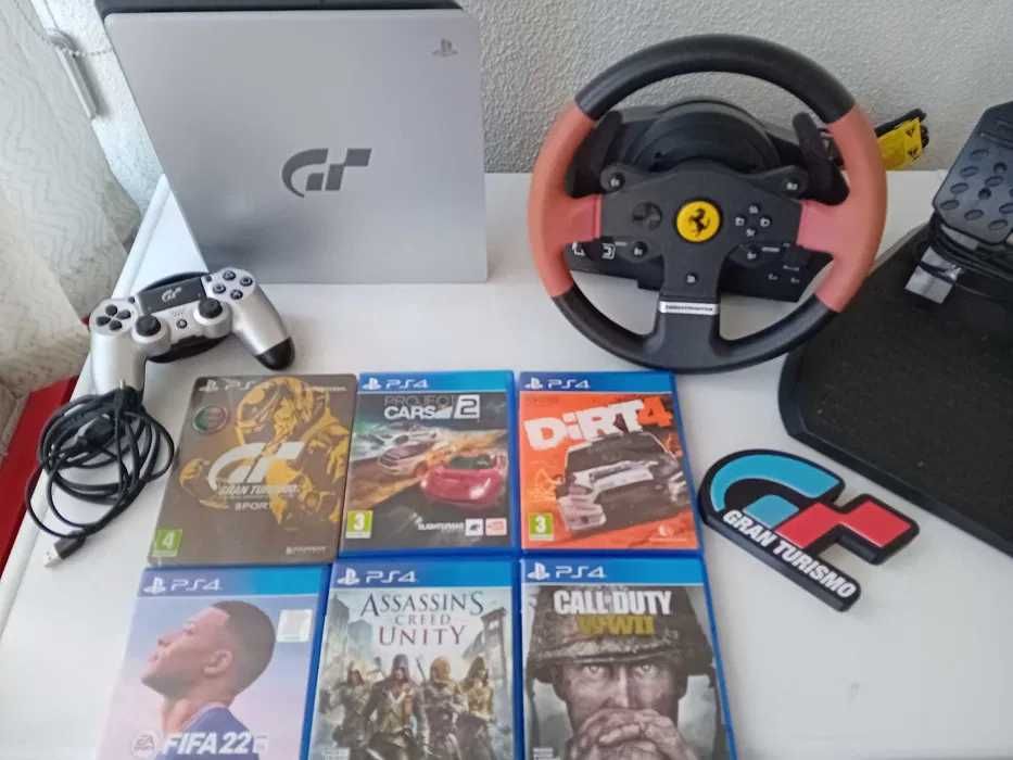 Ps4 Consola slim 1tb e comando edicao GT + 6 jogos
