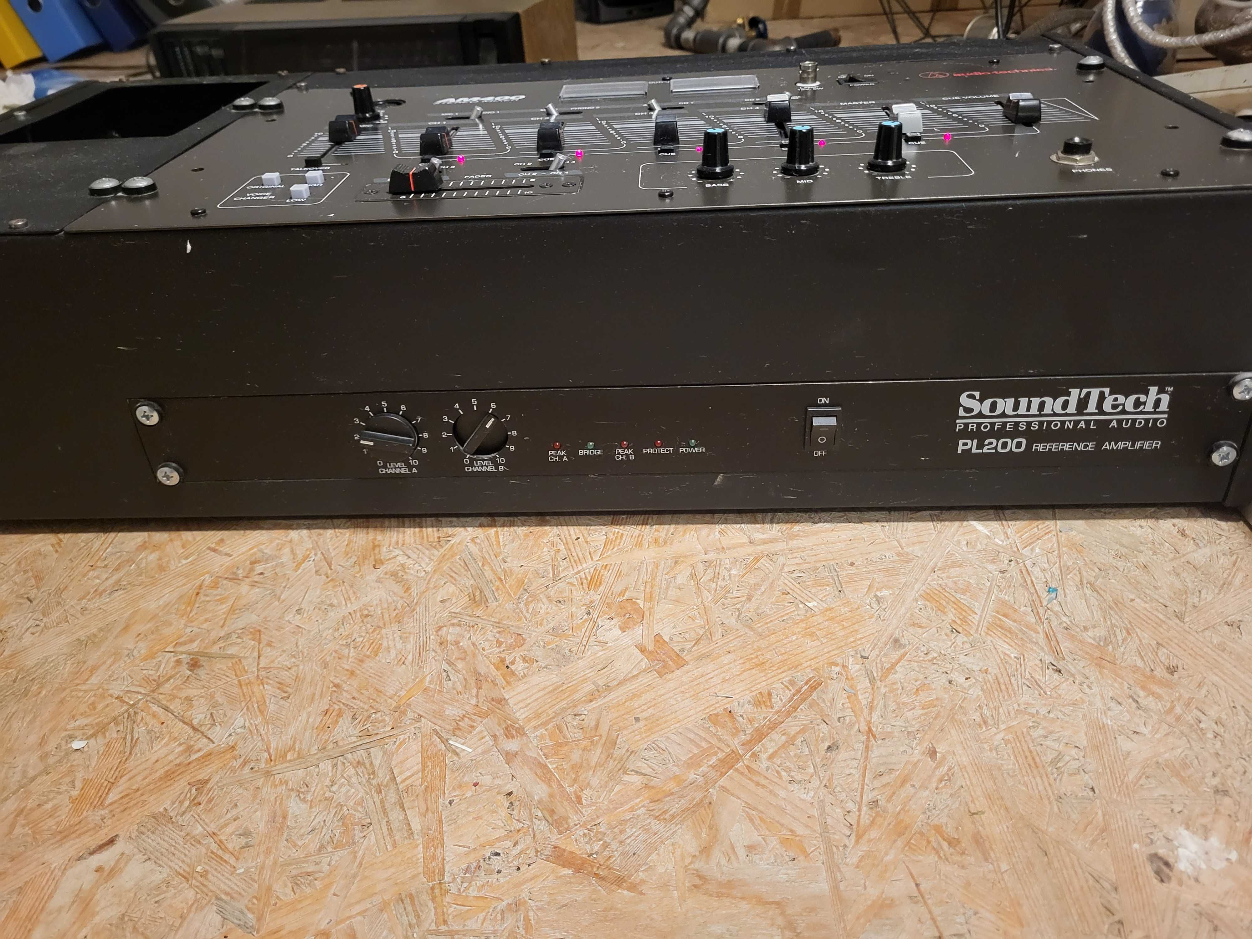 Mikser DJ 4 kanałowy AUDIOTECHNICA AM400 + wzmacniacz SOUNDTECH PL200