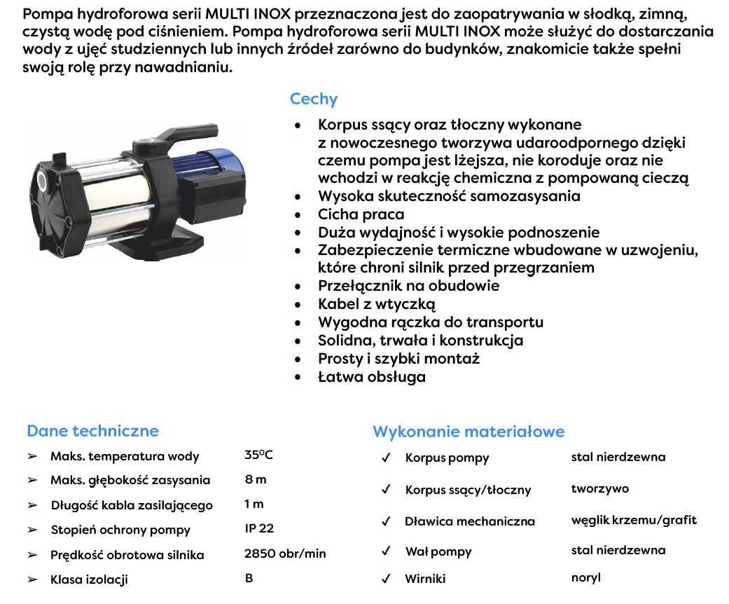 Zestaw hydroforowy Omnigena Multi 1300 INOX 230V 24l + filtr USTM 1"
