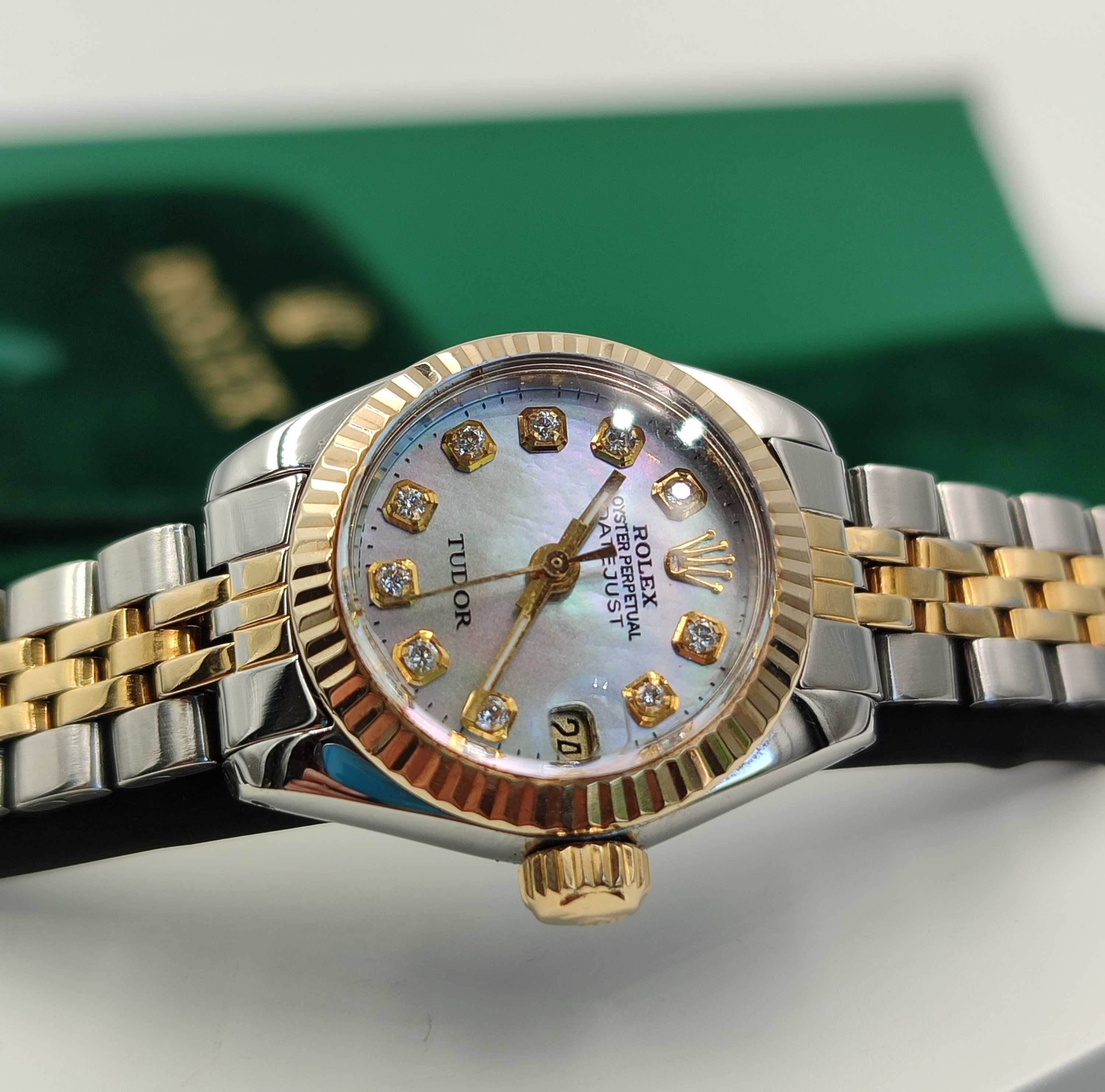 Damski Tudor Rolex Oyster . Diamenty Masa Perłowa.