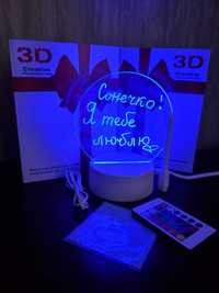 Нічник 3D світильник ночник для повідомлень led лампа  Опт Дроп