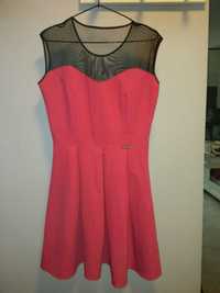 Elegancka czerwona, malinowa sukienka rozmiar 38 M