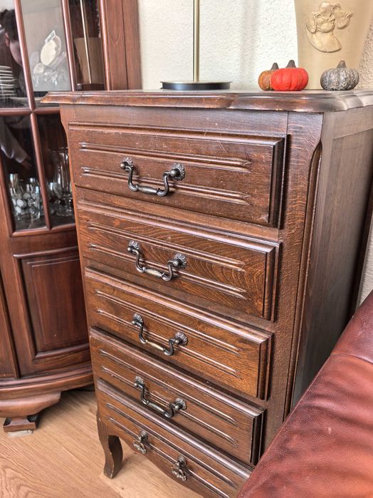 Antyczna komoda drewniana 5 szuflad ozdobna antyk