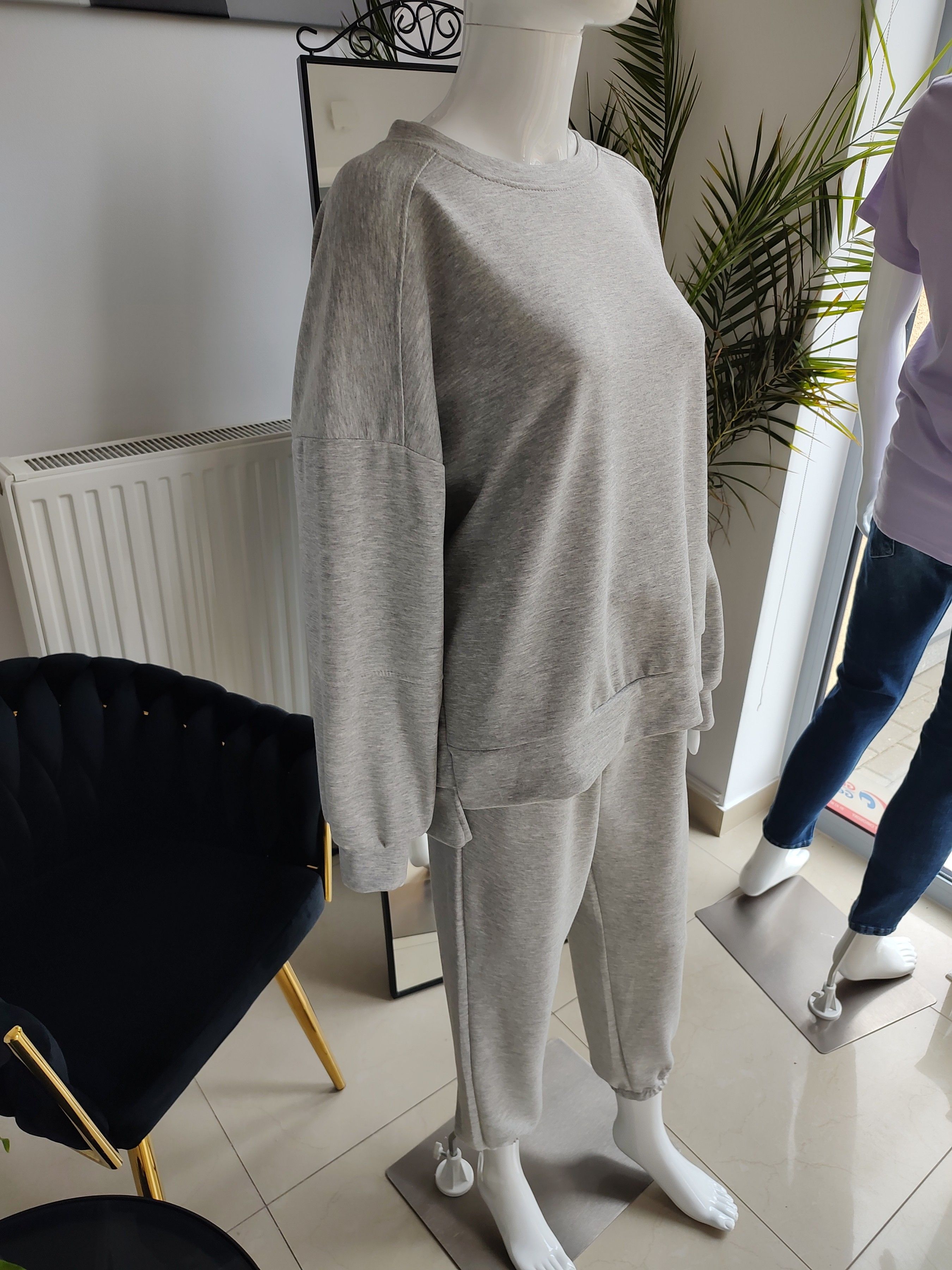 Masełkowy dres oversize - szary One size