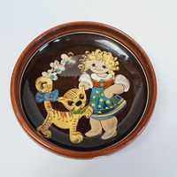 Ceramiczny talerz ręcznie malowany Vintage