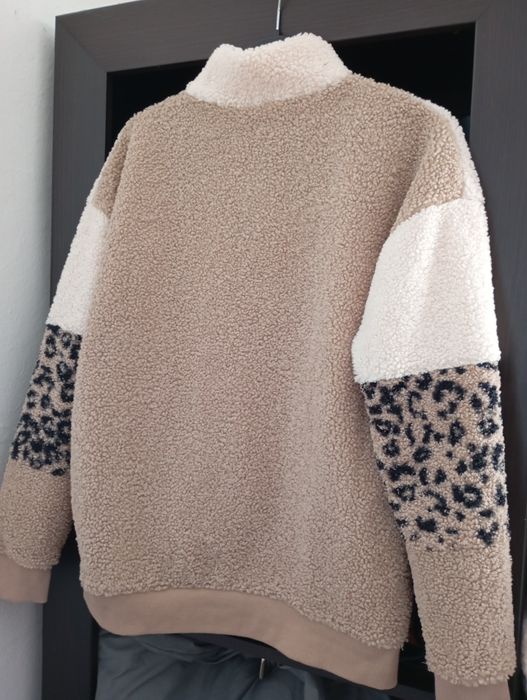 Cieplutka bluza kurtka XS-M KANGURKA pluszowa TEDDY z misia w panterkę