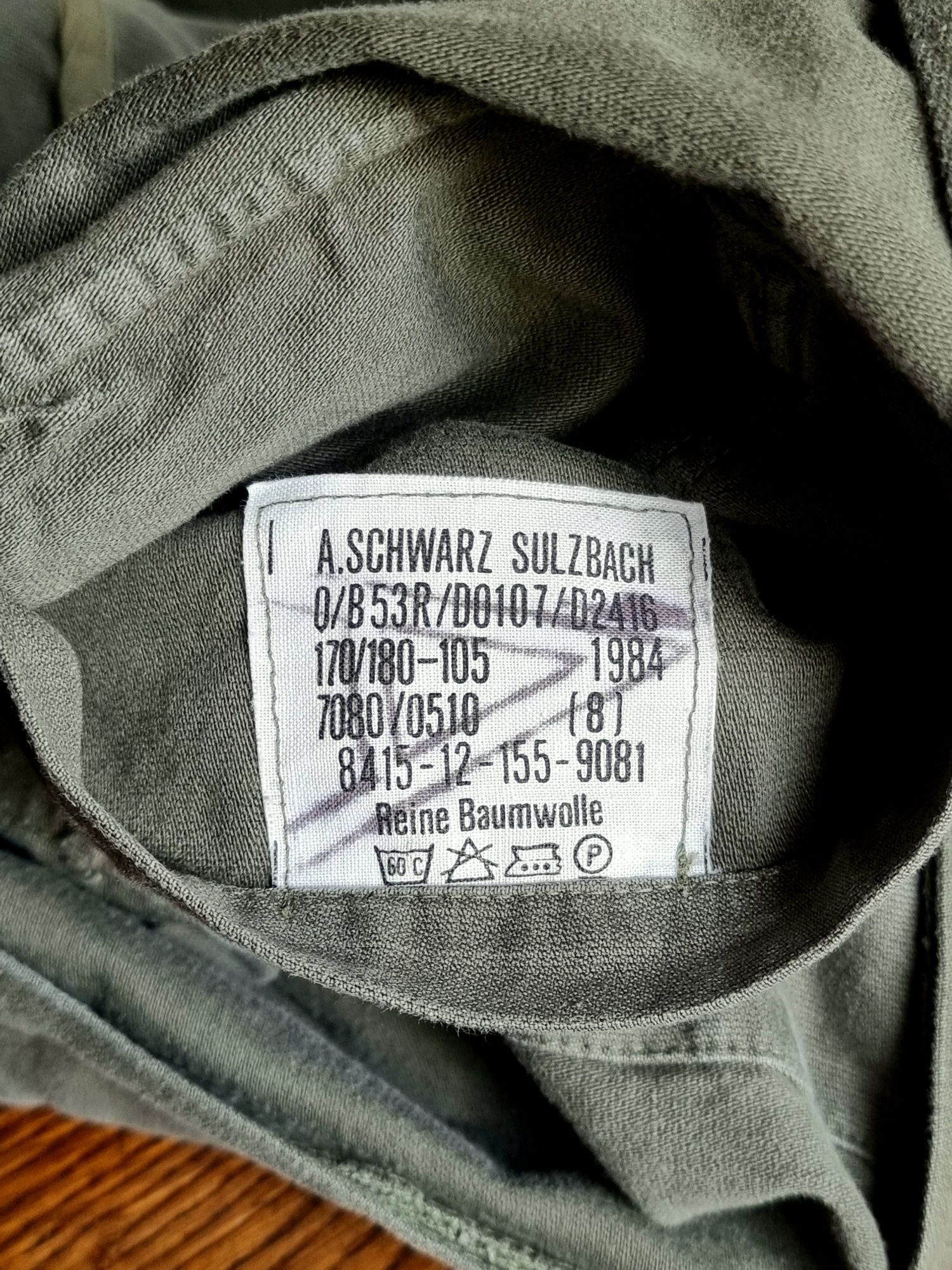 bluza moleskin Bundeswehr, nr 8, 1984r
