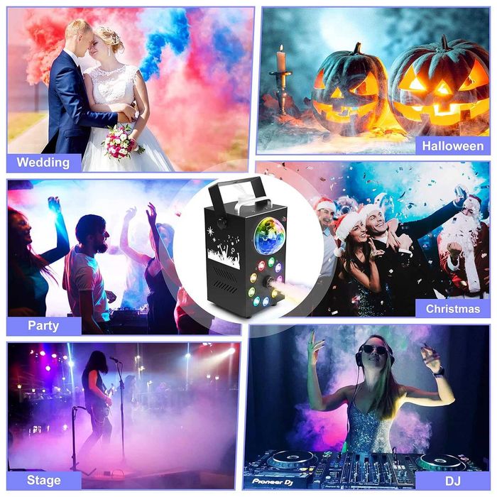 Maszyna do mgły, 700 W, 3500 CFM mgły, 9 kolorowych świateł LED