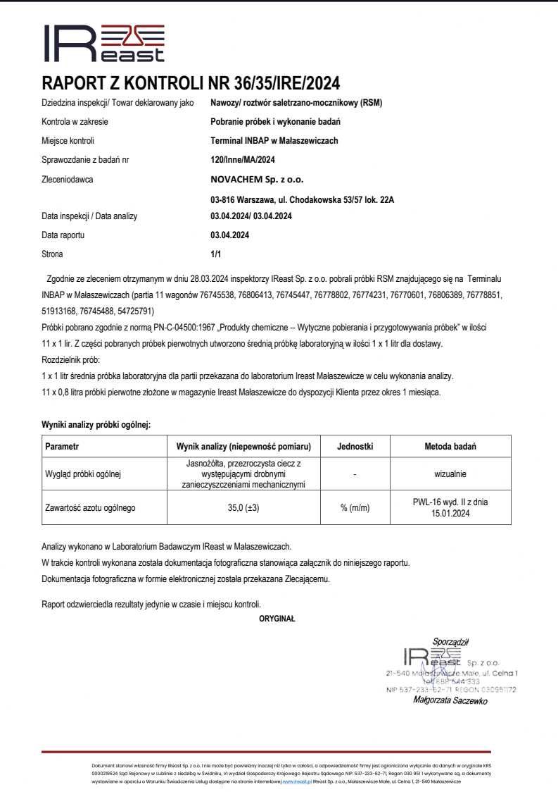 NovachemTrade - RSM 32% // Mocznik Marka B