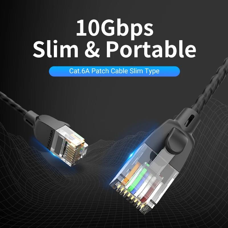 Плоский Ethernet патч-корд кабель 3 м Vention Cat6A RJ-45 10 Гбит/с