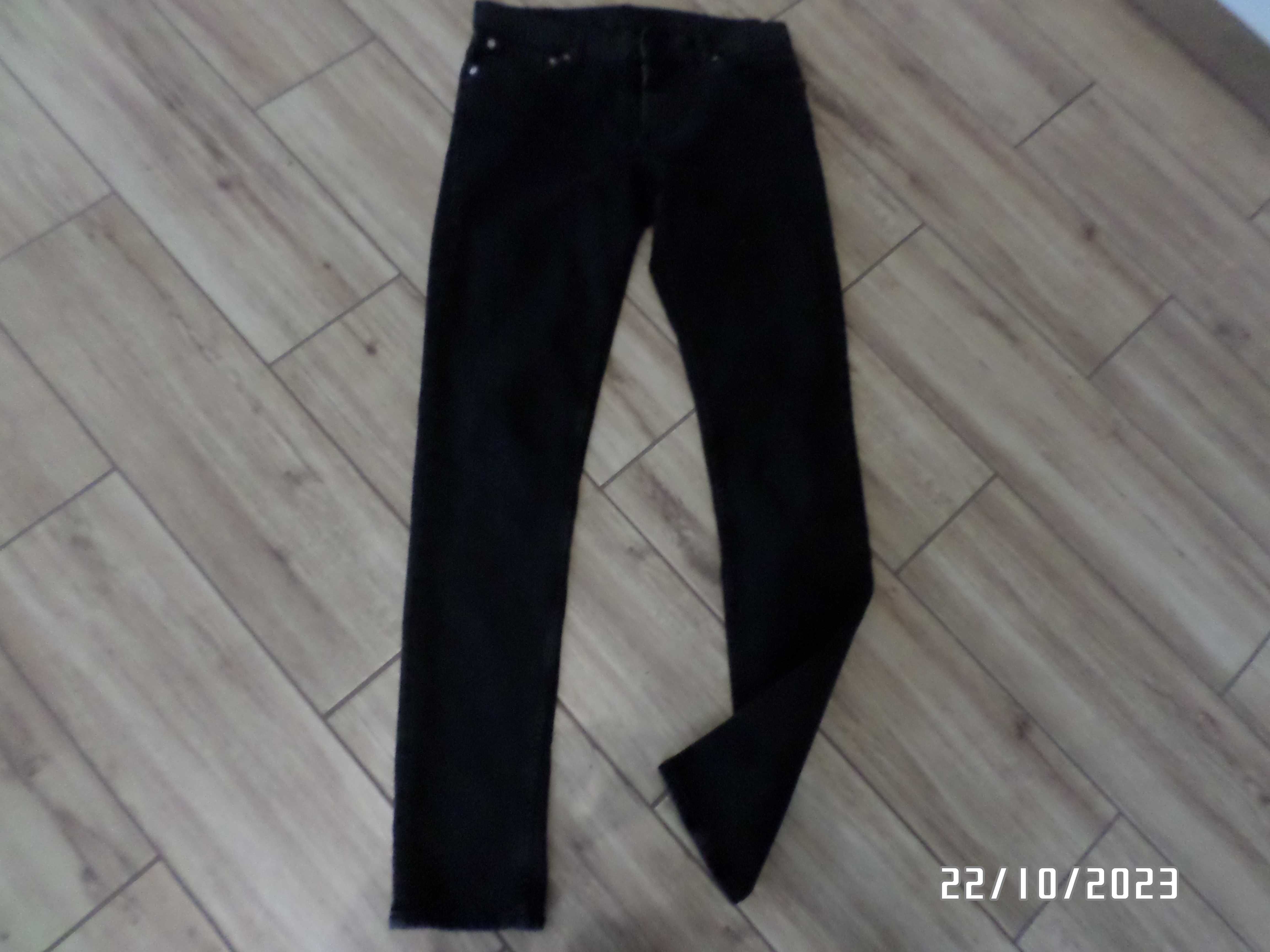 czarne męskie spodnie jeans-s-29/32-elastyczne-pas-80cm