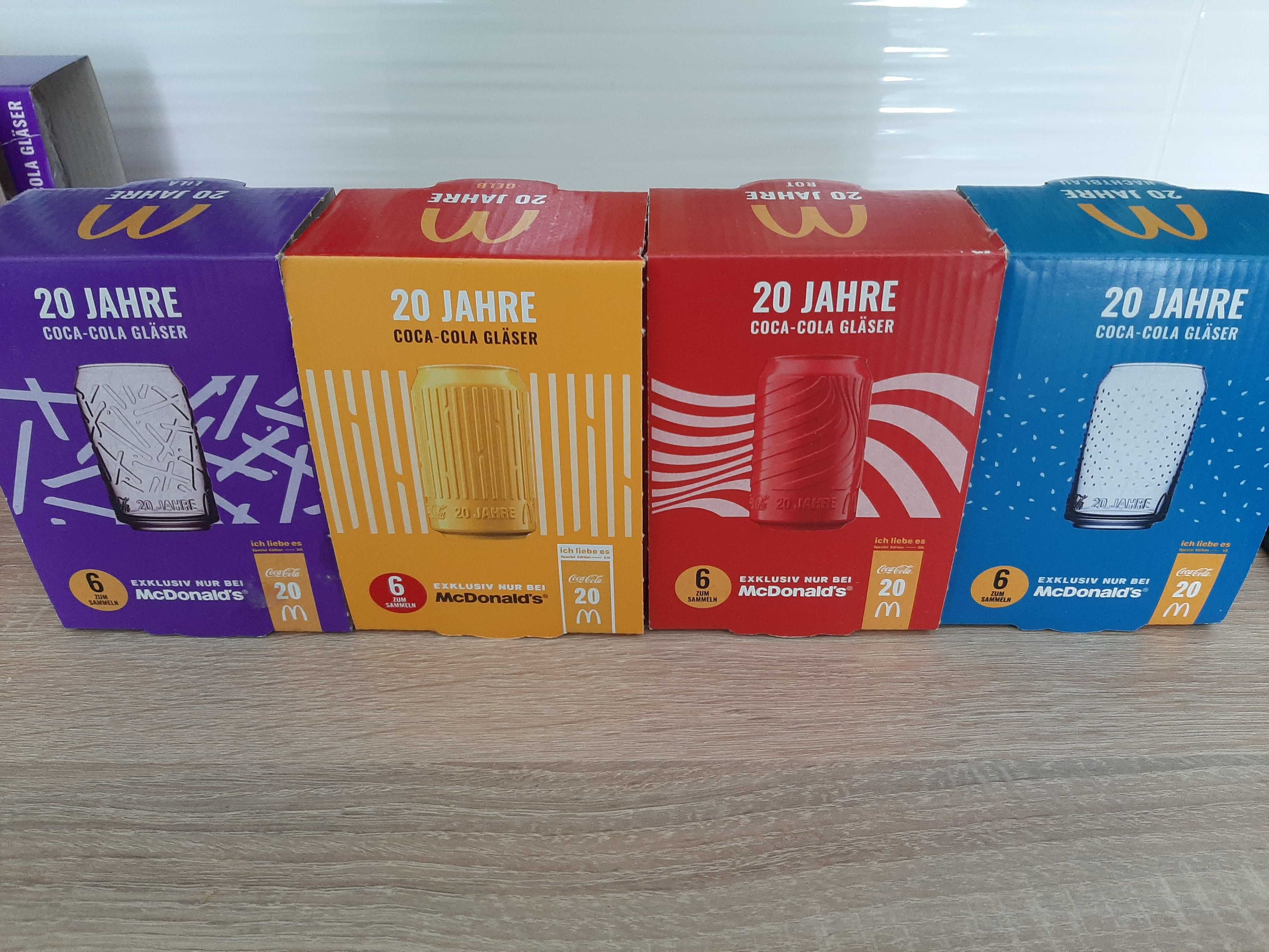 Komplet szklanek coca cola na 20 lat