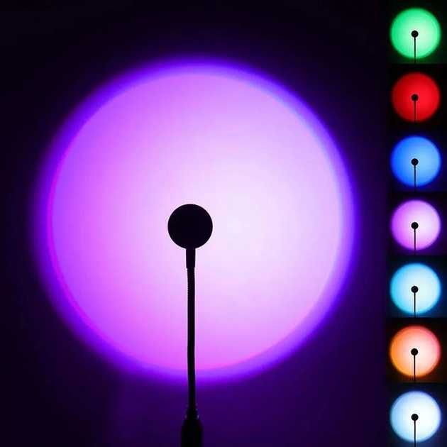 Лампа Світлодіодна LED RGB проекційний світильник 7 кольорів від USB