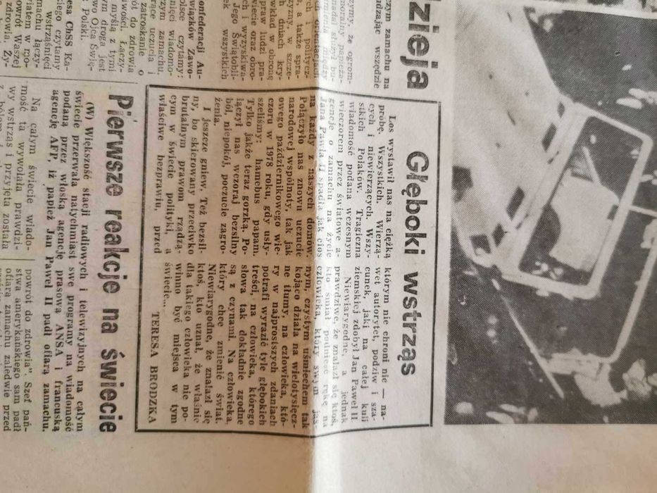Życie Warszawy z 14 maja 1981 roku o zamachu na Jana Pawła II UNIKAT