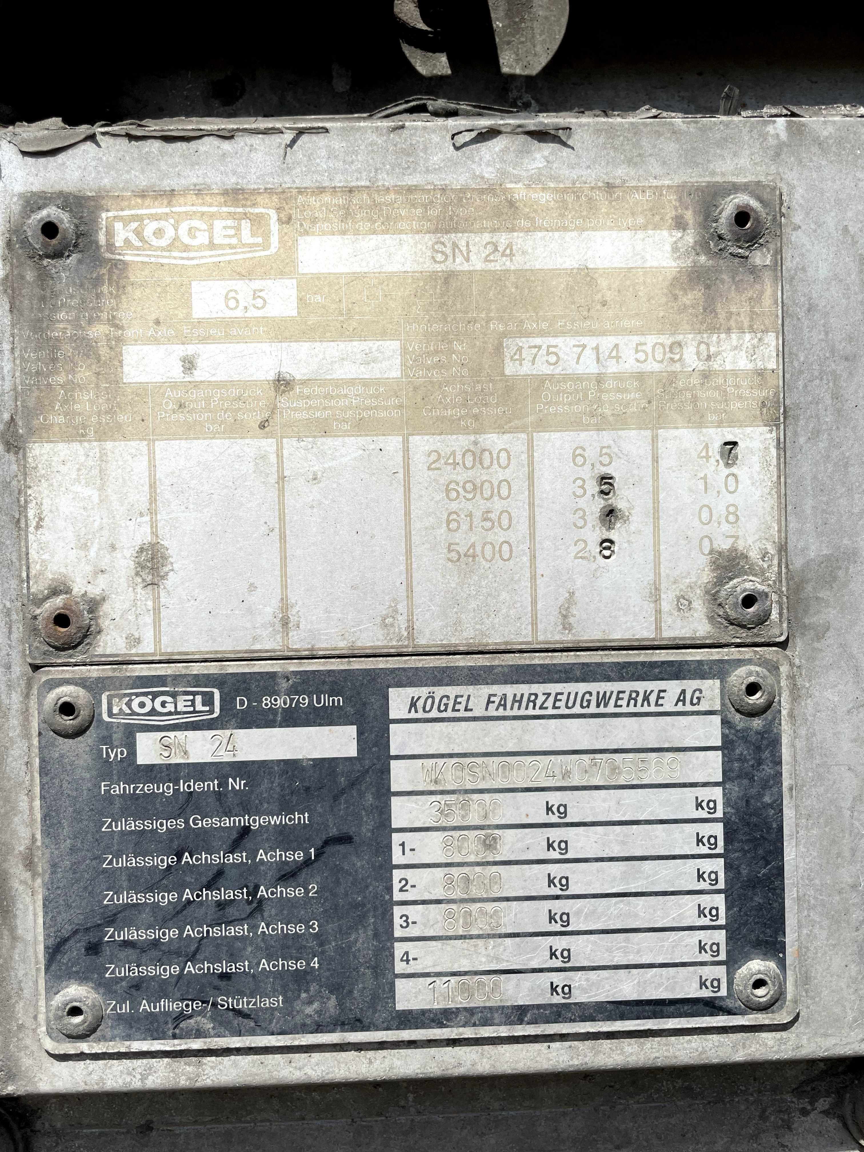 Напівпричіп/ полуприцеп (тент) Kogel SN 24 (88 куб)