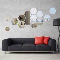 12x lustro dekoracyjne Hexagon naklejki zestaw ozdobnych luster