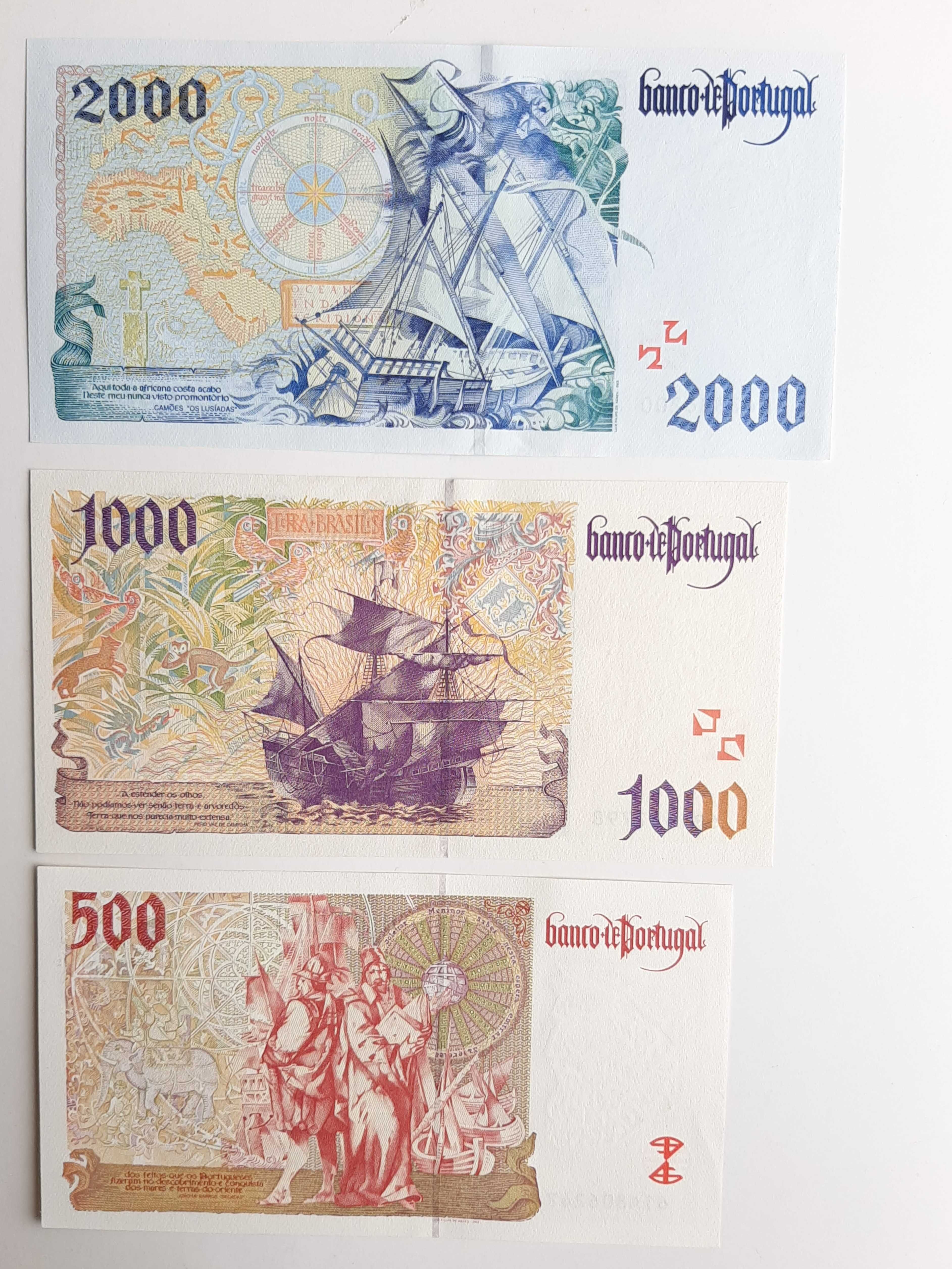Notas Novas Últimas de 2 mil, 1 mil e 500 escudos da serie Navegadores