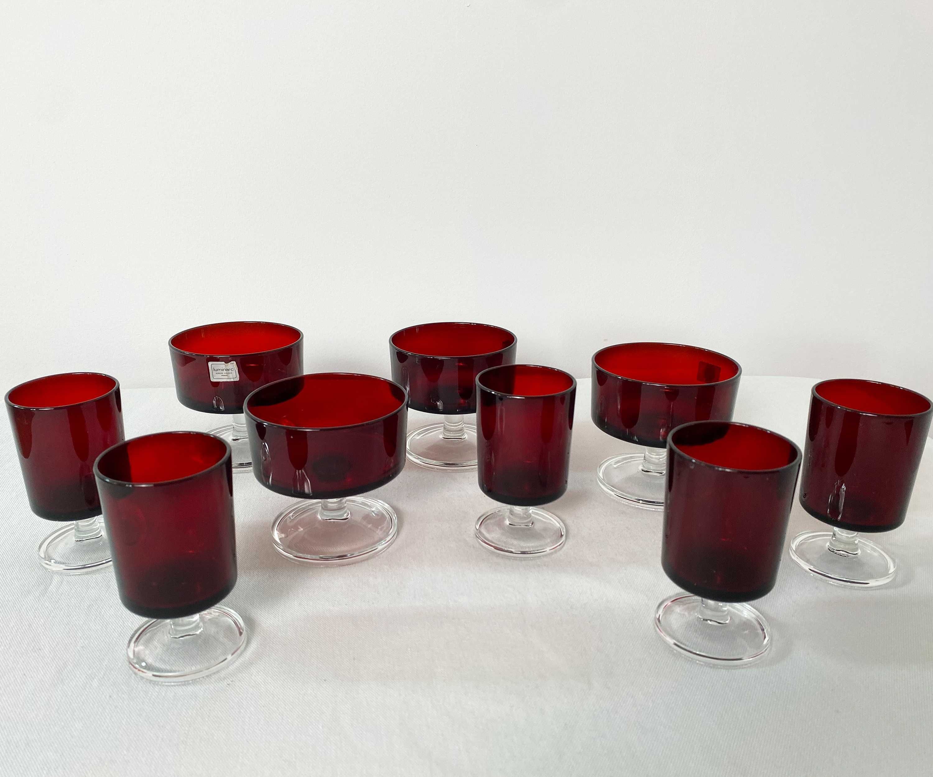 Zestaw szkło Luminarc "Cavalier Ruby Red" | 4 pucharki i 5 kieliszków