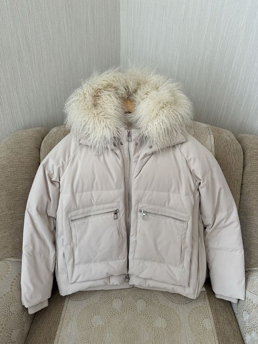 Куртка з капюшоном з натурального хутра (лама)