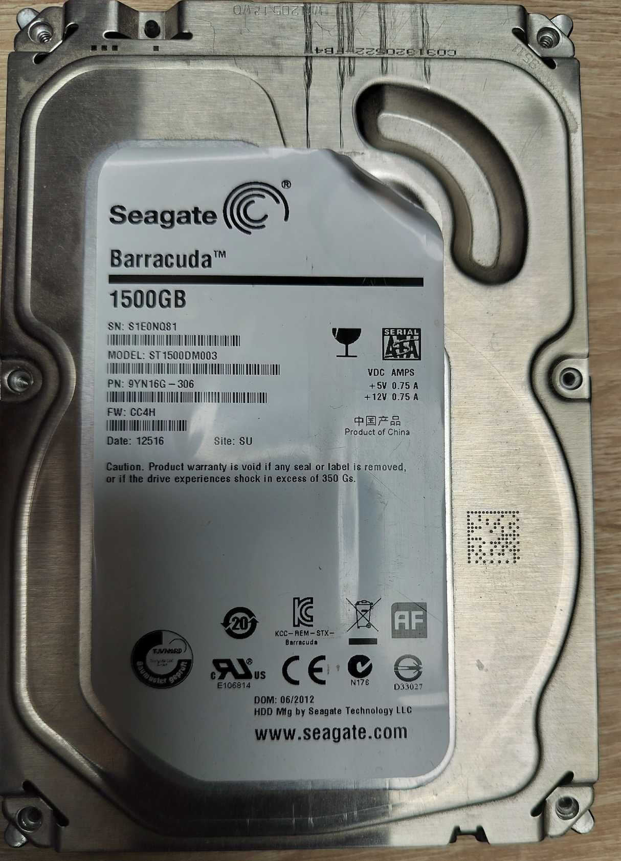 Kontroler Dysku 3.5 inc. 1500gb Seagate SATA
