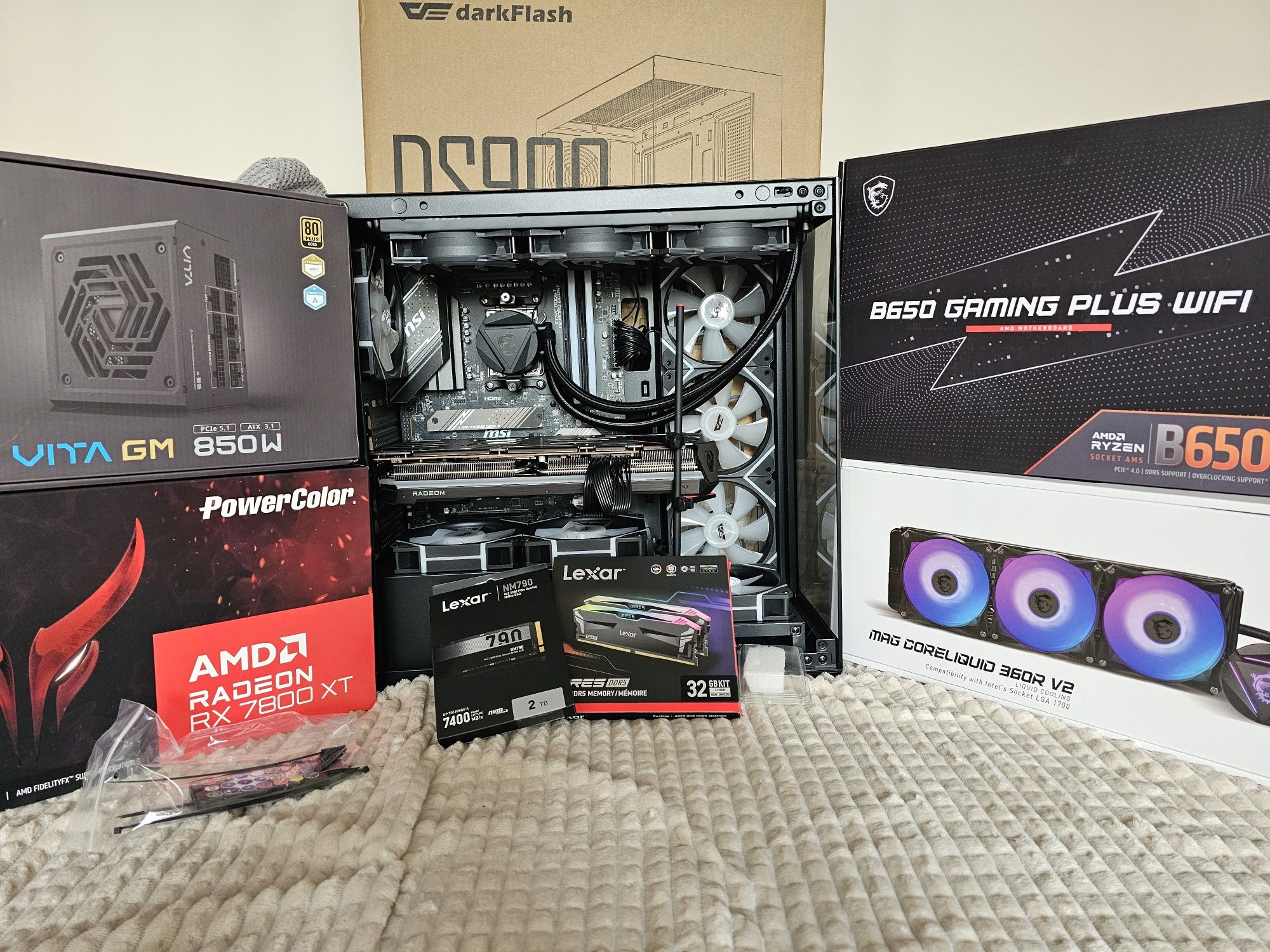 Nowy Komputer Gamingowy ARGB - R5 7500f / RX 7800XT / 2TB / 32GB DDR5