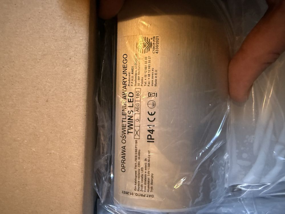 Oprawa sieciowo-awaryjna LED TWINS 1.2W 6000K 3h srebrna IP41 AWEX