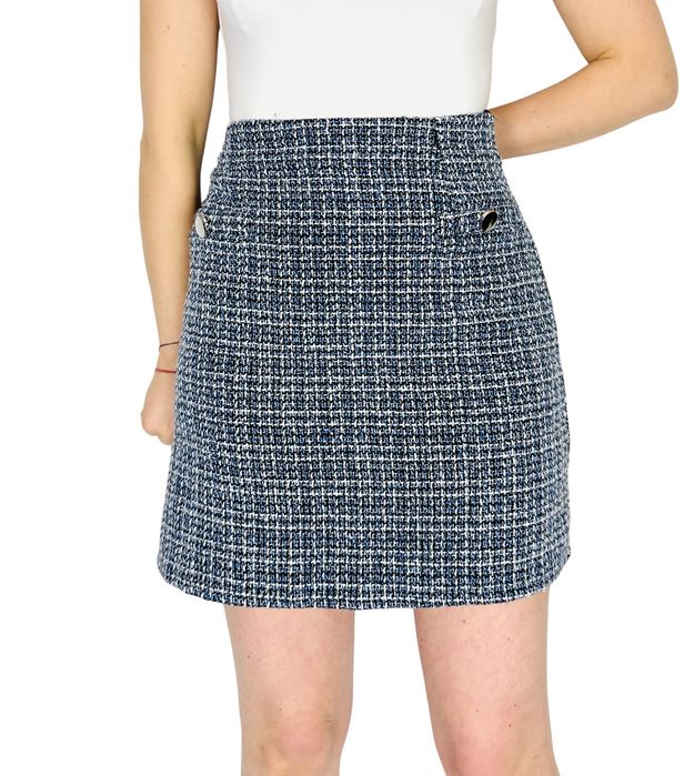 Spódnica mini z tkaniny boucle S 36