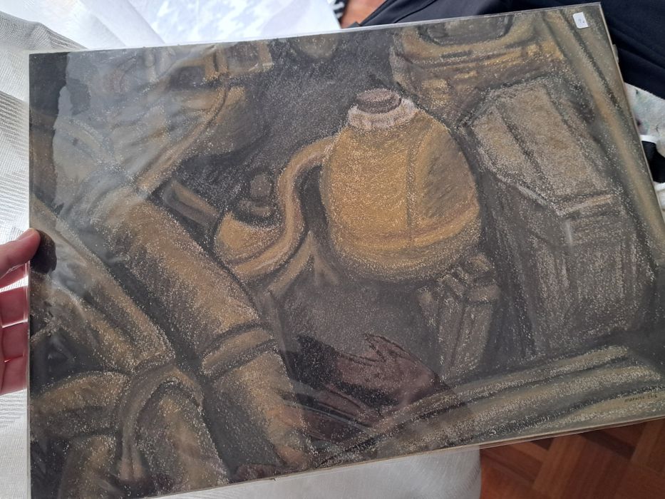 Pintura desenho ilustração original de motor - 42,2 x 29,8 cm - NOVO