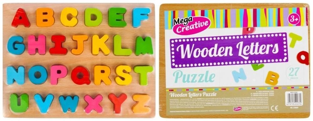 Układanka drewniana Alfabet 27 elementów folia,225x300 mm