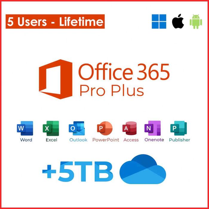 Office 365 Pro Plus Account Lifetime 5 Devices 5TB Cloud PC/Mac
