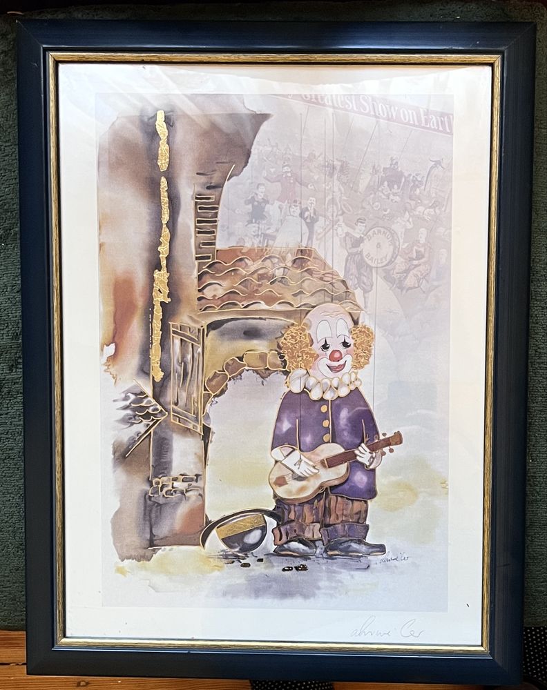 Piękna złocona grafika „Klaun” - A. Ahrweiler - galeria