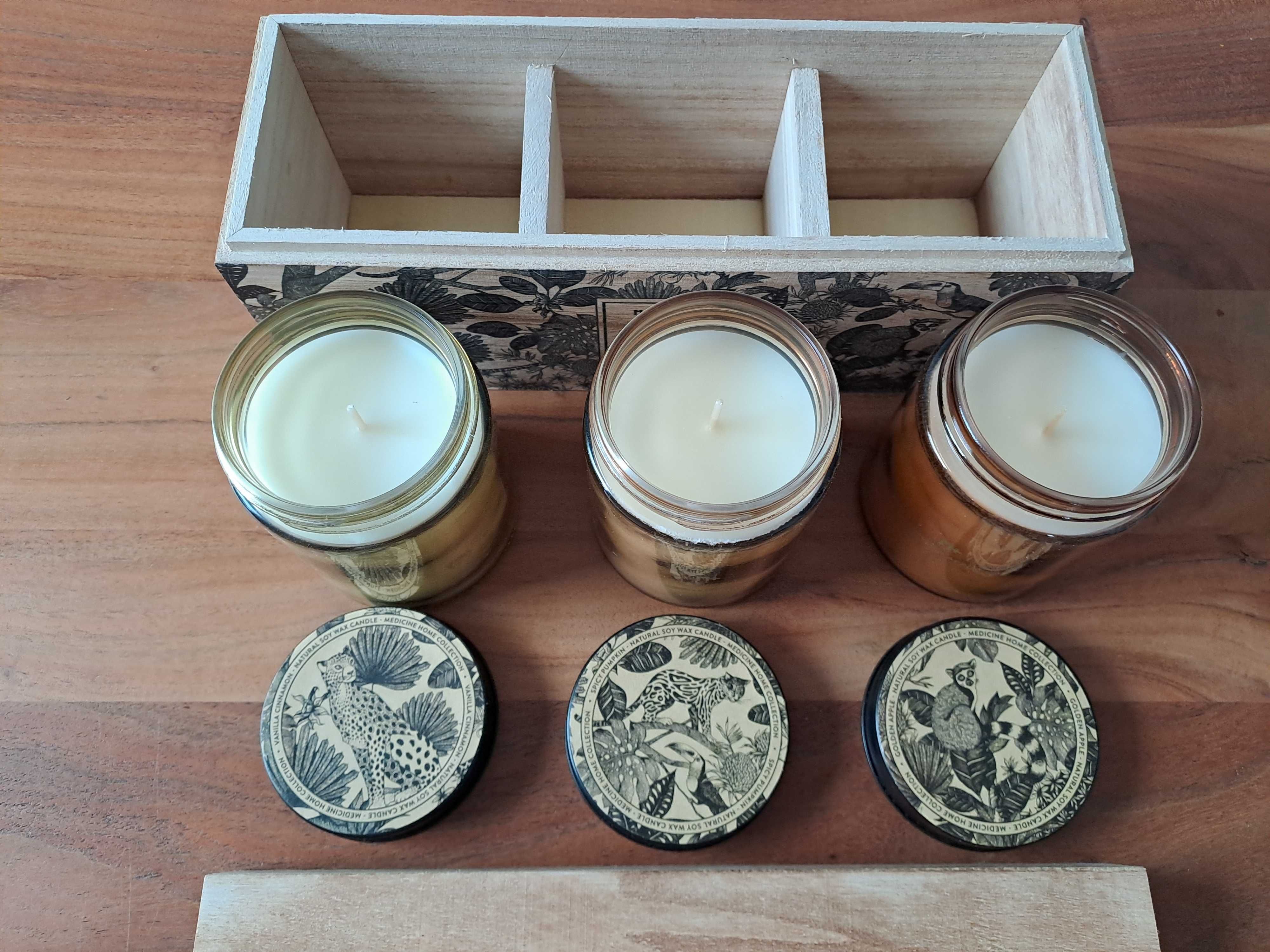 Medicine Świece zapachowe sojowe 3-pack w drewnianym pudełku