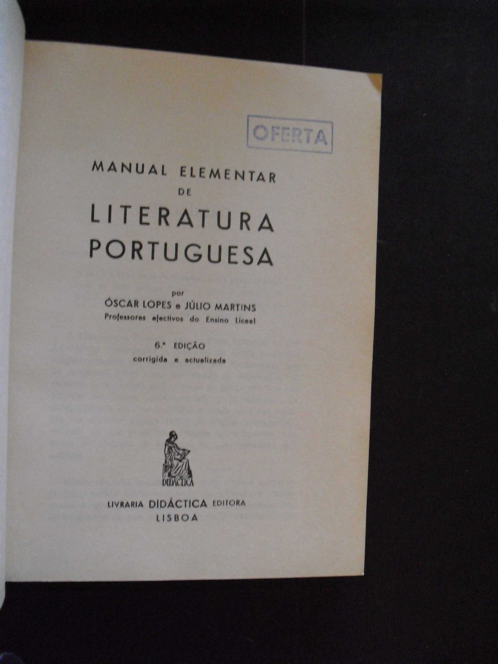 Lopes (Óscar-Júlio Martins);Manual Elementar da Literatura Portuguesa