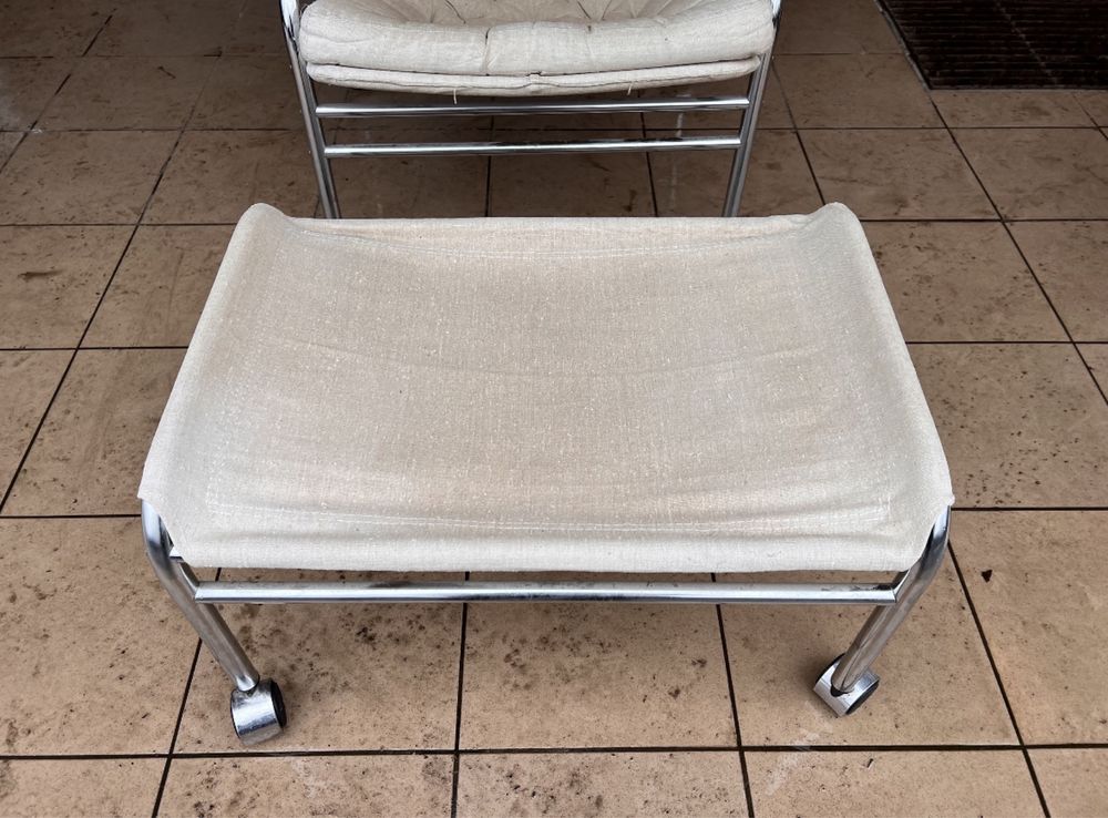 Noboru Nakamura dla Ikea. Fotel z podnóżkiem, model Bore. Vintage