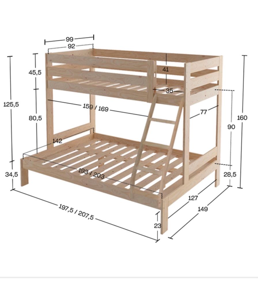 Cama tripla com colchão