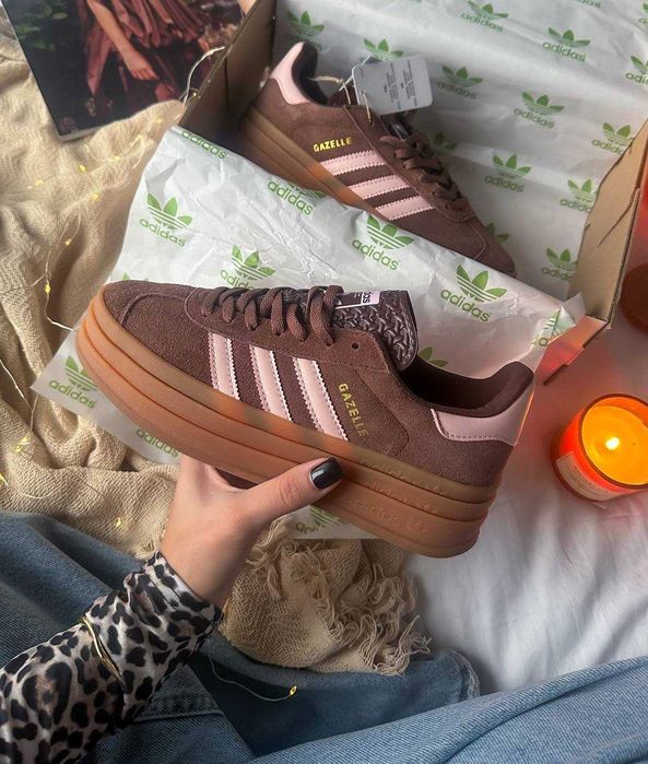 Кросівки Adidas Gazelle Bold Platform Brown/Peach premium