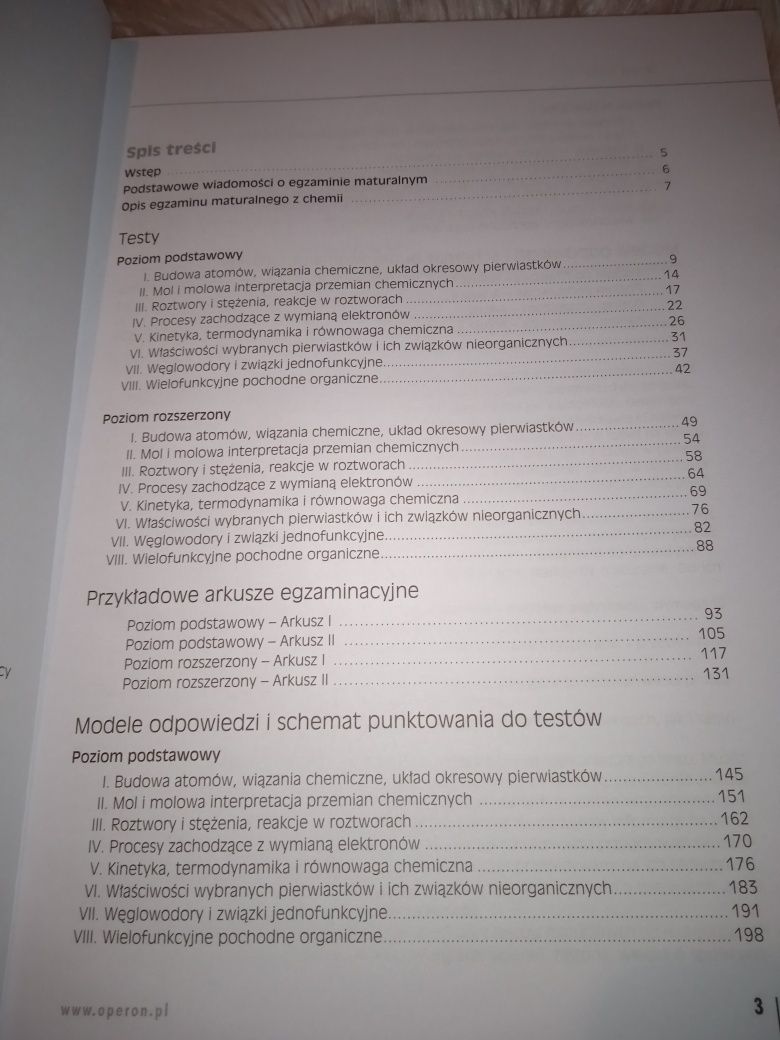 Chemia Matura testy i arkusze Operon