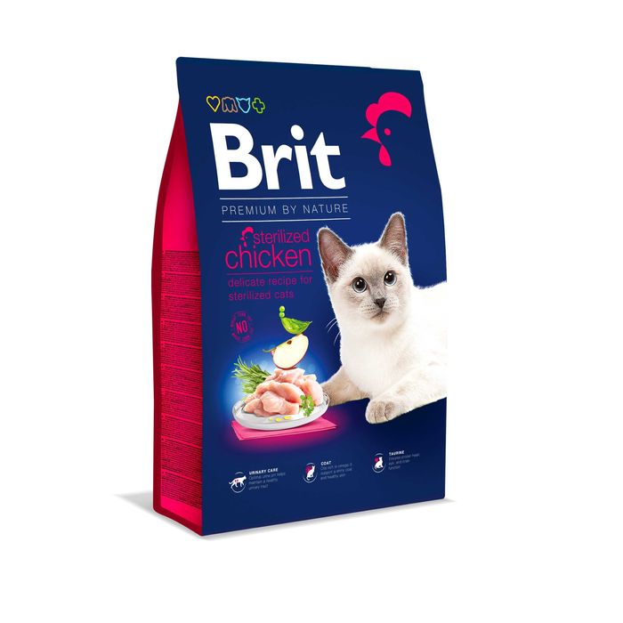 Brit Premium Cat Adult Sterilized Корм брит премиум кошки курица 8кг