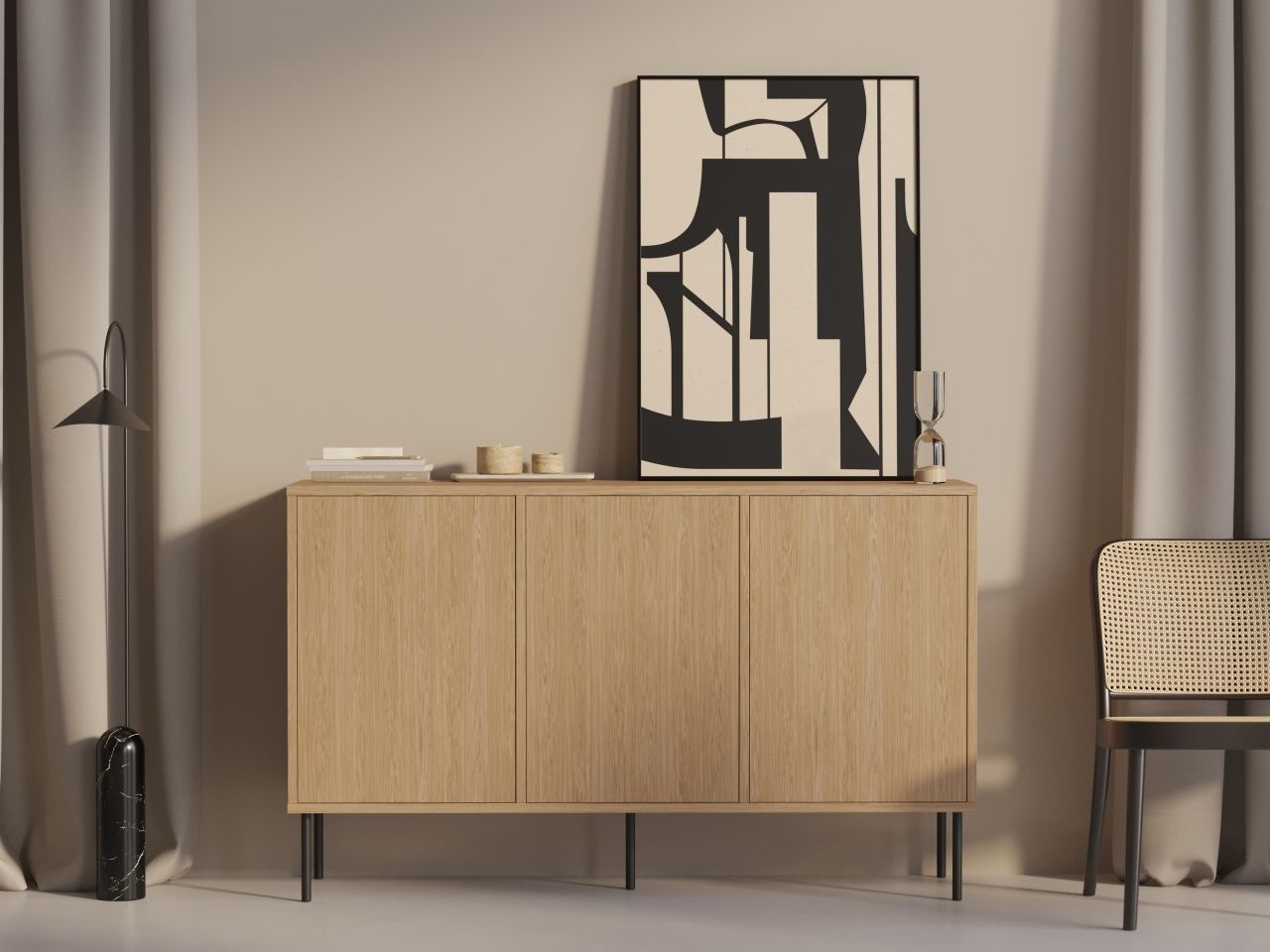 Komoda dębowa w stylu Loft 143 cm (dąb fornir u stolarzy)