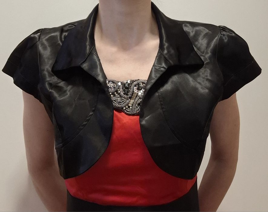 Bolerko, czarne, satynowe, 36, Marika Line